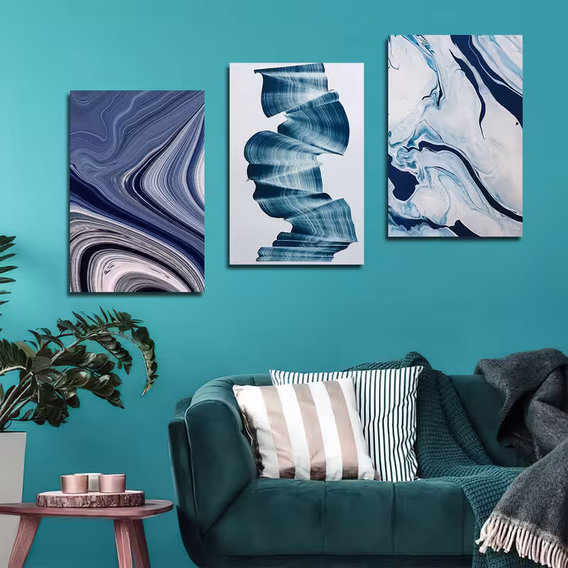 تابلو شاسی دنیای قابطرح نقاشی مدرن ابرو باد مدل SH-1720 مجموعه 3 عددی | دنیای قاب