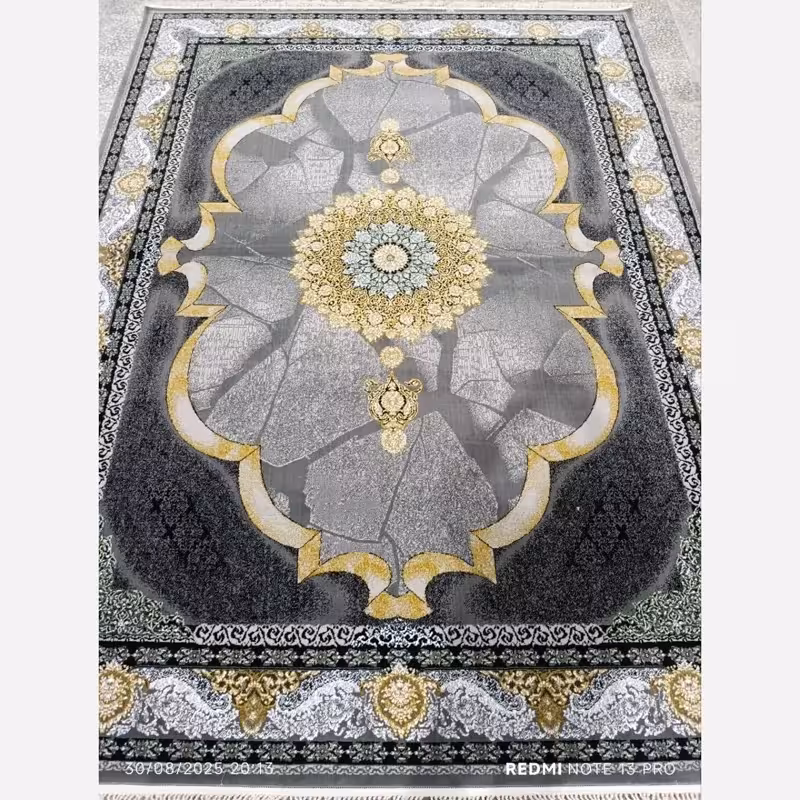 فرش ماشینی 12متری اقتصادی کاشان نقشه ستاره دودی طراحی زیبا وخاص