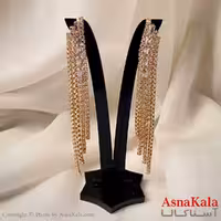 گوشواره دخترانه مدل آویز جواهری مدل ریسه ای نگیندار رنگ طلایی کد GSH151972W
