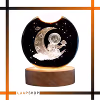 گوی شبخواب کریستالی سه بعدی مدل ماه و فضانورد