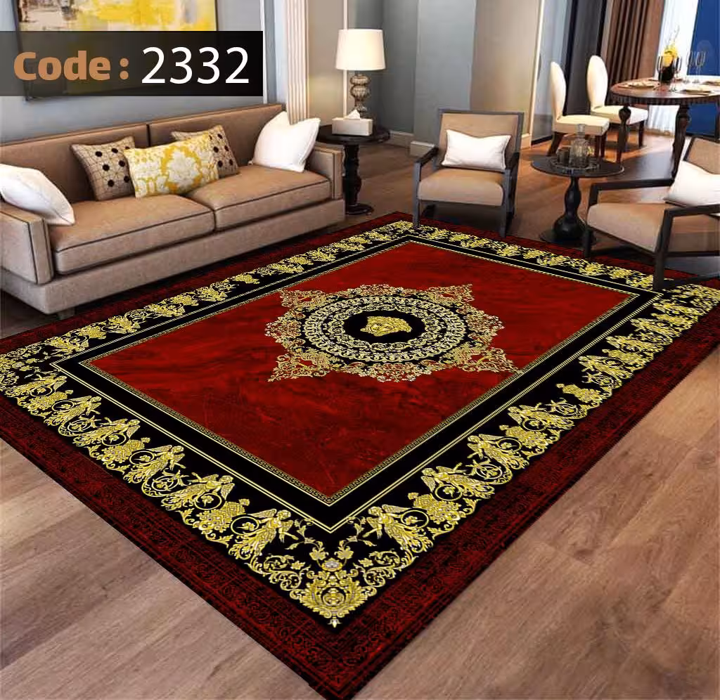 کاورفرش روفرشی دورکشدار گوشه لیفه ای لاکی ، آبی و متنوع کد 2332