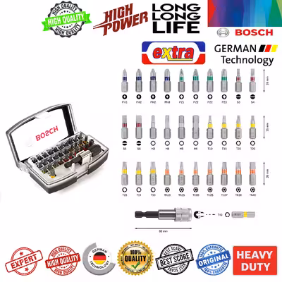 پیچ گوشتی شارژِی چکشی بوش مدل GSB 12 V 30 Professional مجموعه 8 عددی