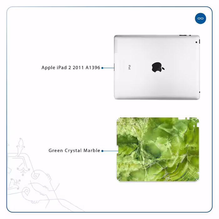 برچسب پوششی ماهوت مدل Green Crystal Marble مناسب برای تبلت اپل iPad 2 2011 A1396