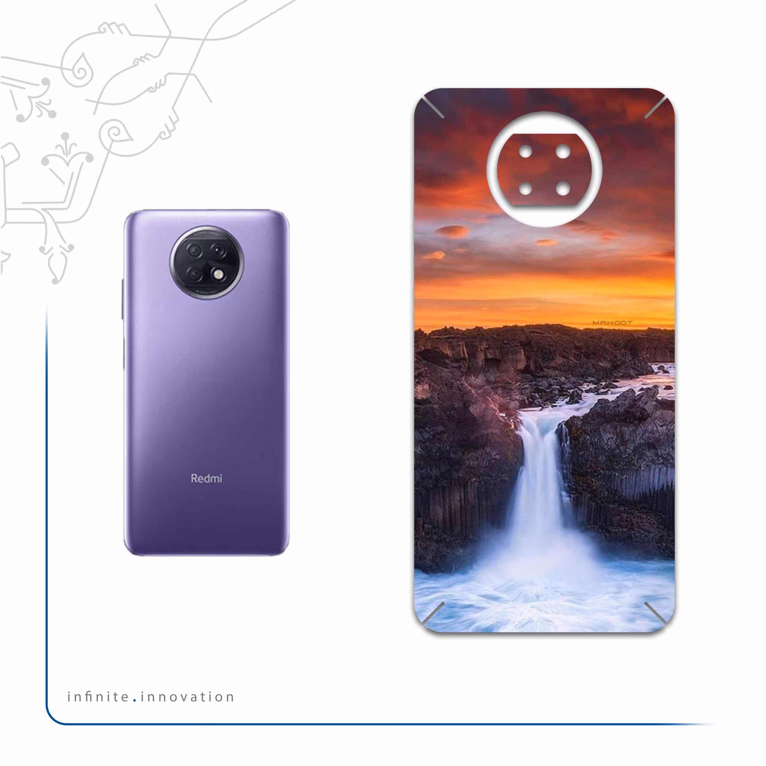 برچسب پوششی ماهوت مدل Waterfall مناسب برای گوشی موبایل شیائومی Redmi Note 9T