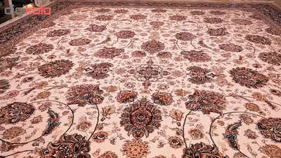 فرش ماشینی زمرد مشهد طرح افشان مدل گل درشت زمینه کرم