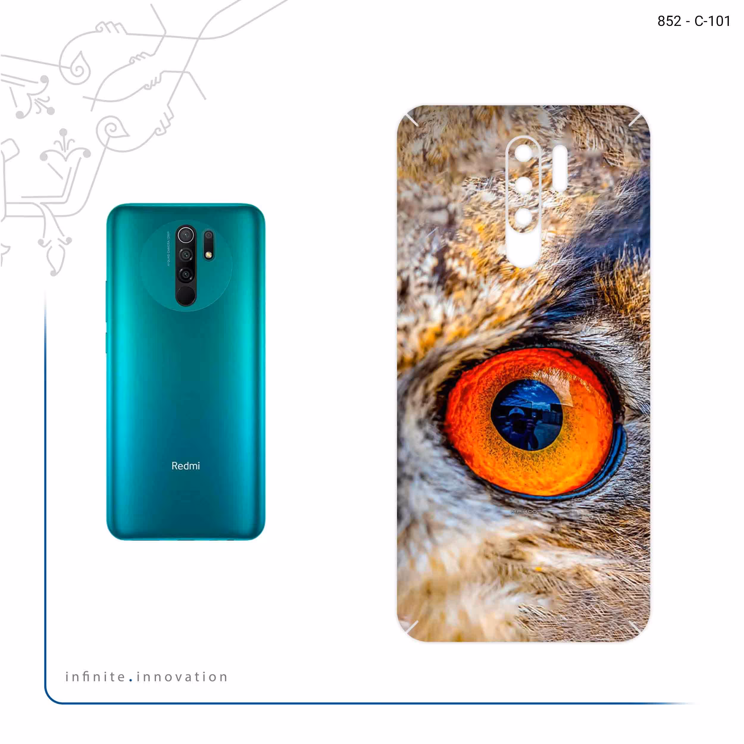 برچسب پوششی ماهوت مدل Owl eyes مناسب برای گوشی موبایل شیائومی Redmi 9