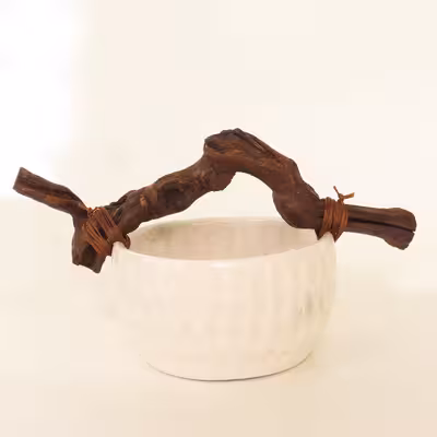 ست کاسه و بشقاب سرامیکی طرح انگشتی مدل دستساز کد 1094 مجموعه دو عددی