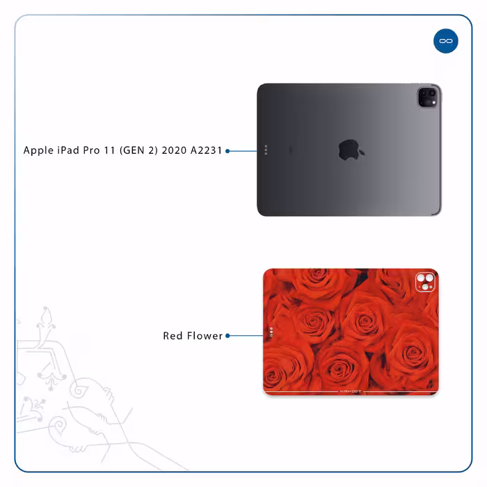 برچسب پوششی ماهوت مدل Red-Flower مناسب برای تبلت اپل iPad Pro 11 (GEN 2) 2020 A2231