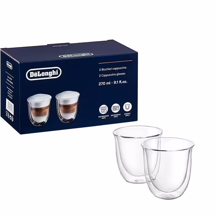 فنجان دلونگی مدل دوجداره Cappuccino کد DLSC311 مجموعه 2 عددی