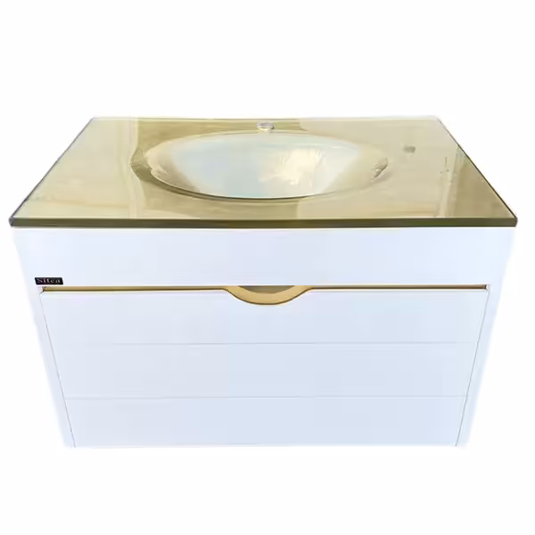 ست کابینت و روشویی سیتکا مدل GL 004 80 به همراه آینه و باکس و اتاژور