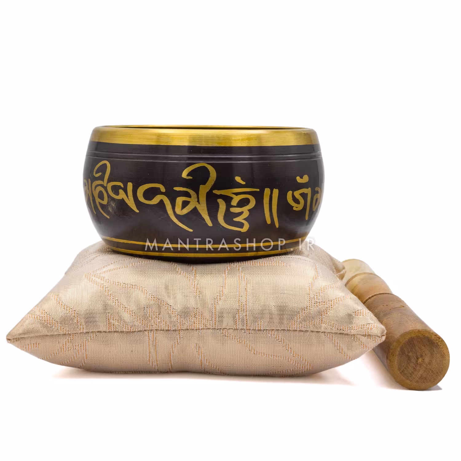 ست کاسه تبتی مشکی نقش برجسته نماد هفت چاکرا – قطر دهانه 10 سانتی متر