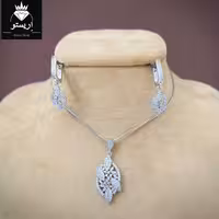 نیمست نقره جواهری میکرو با زنجیر ونیزی 030 ضخامت متوسط به طول 40cm و عیار 925 و آبکاری طلاسفید 