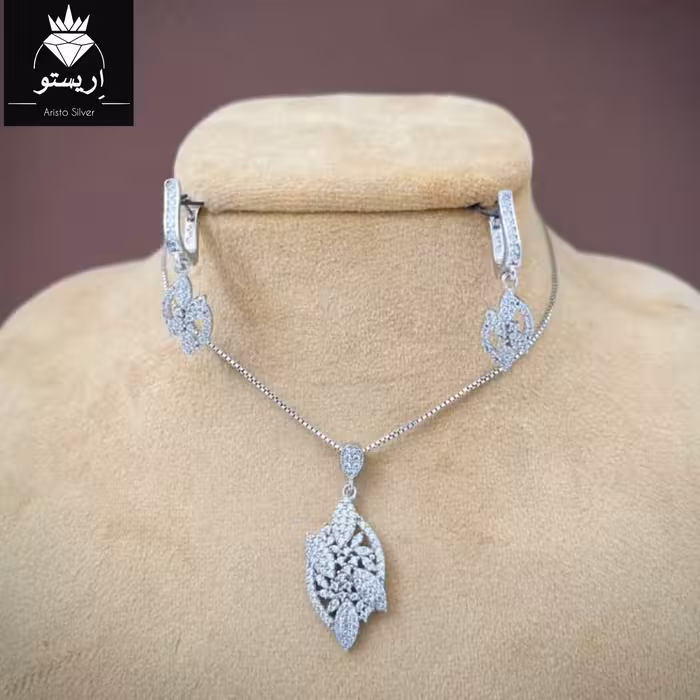 نیمست نقره جواهری میکرو با زنجیر ونیزی 030 ضخامت متوسط به طول 40cm و عیار 925 و آبکاری طلاسفید 