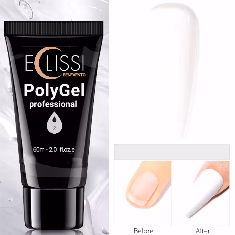 پلی ژل کاشت ناخن اکلیسی رنگ شیری سفید وزن 60 گرم