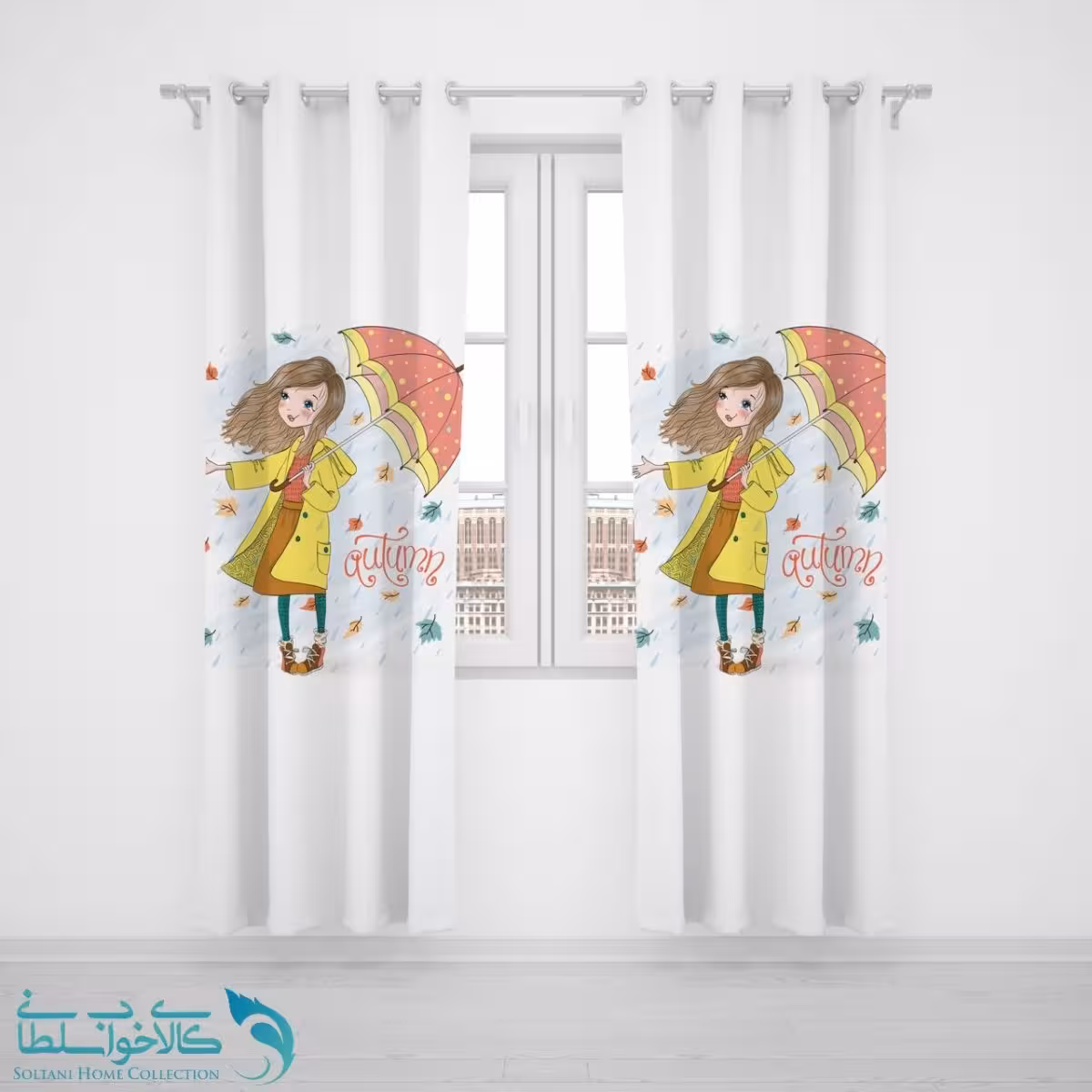 پرده پانچی اتاق کودک طرح چتر کد A1745