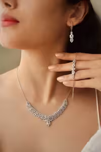 سرویس نقره جواهری زنانه کد 60656