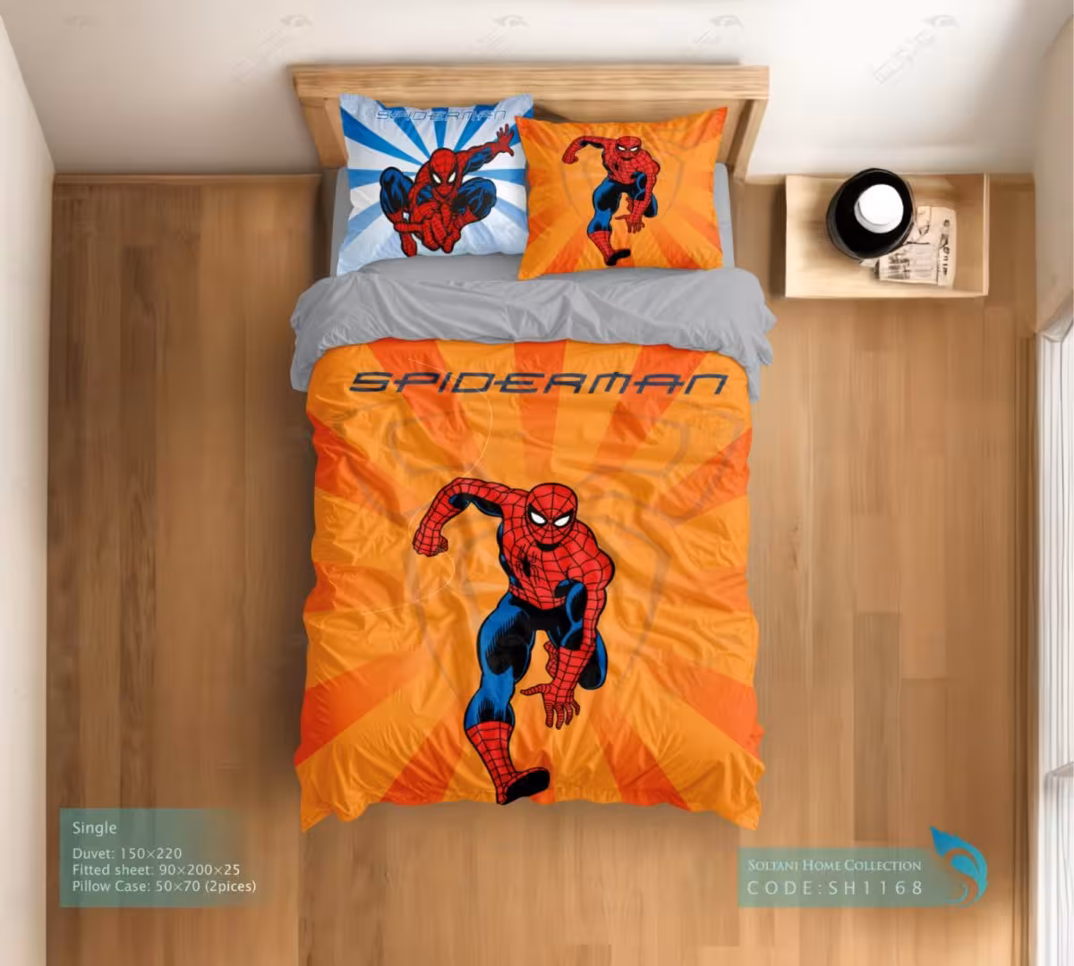 روتختی و ست کامل طرح spiderman سایز یکنفره کد SH1168