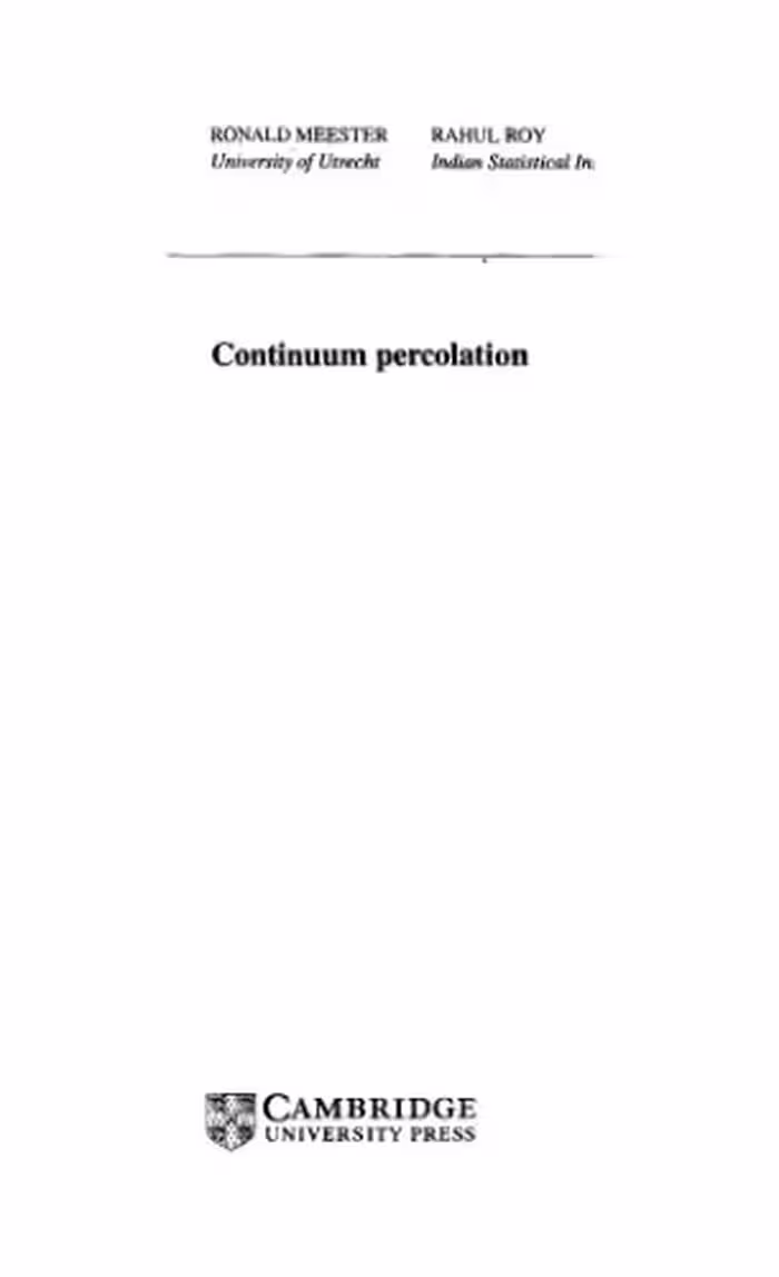 خرید و دانلود نسخه کامل کتاب Continuum percolation