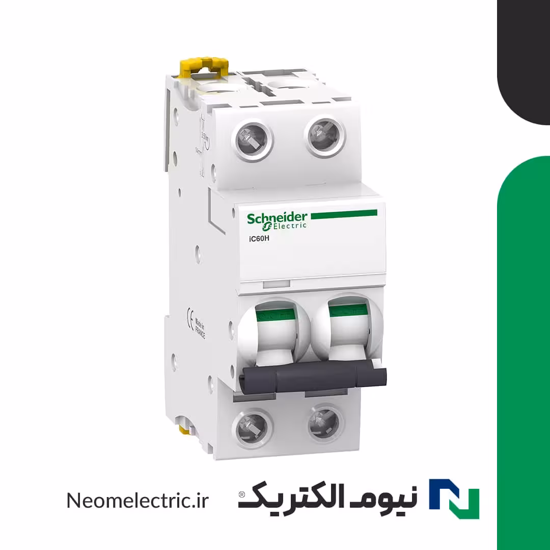 کلید مینیاتوری (فیوز) دو پل C20 آمپر iC60N اشنایدر