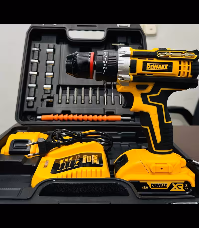 دریل شارژی پیچ گوشتی 48 ولت چکشی سه نظام فلزی طرح دیوالت مدل 48V