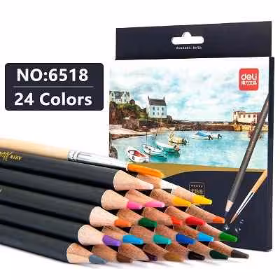 مدادرنگی24رنگ جعبه مقوایی آبرنگی دلی6518