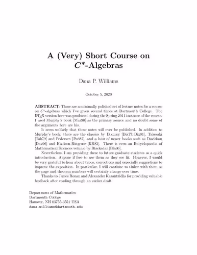 خرید و دانلود نسخه کامل کتاب A (Very) Short Course on C∗-Algebras