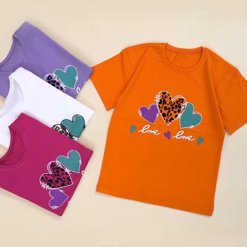 خرید و قیمتتیشرت دخترانه طرح قلب سایز 40 تا 55