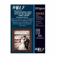 کاغذ فتو گلاسه 260 گرم RC ولف سایز A4
