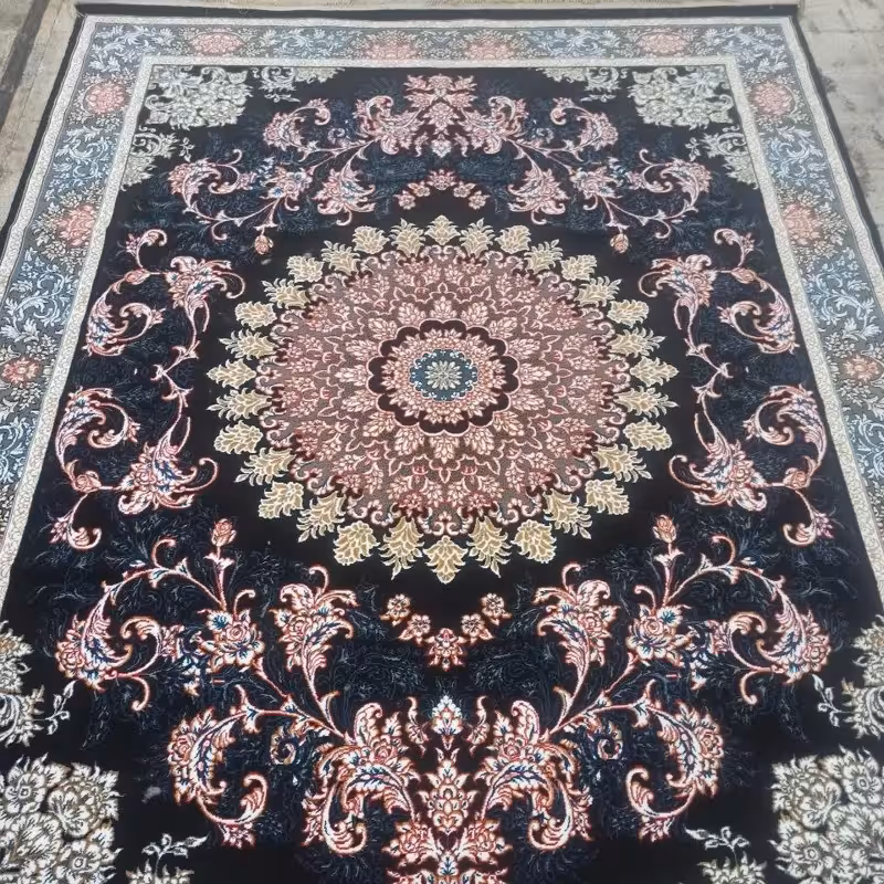 فرش ماشینی 12متری باکیفیت بی سی اف ونقشه پونه زیبا