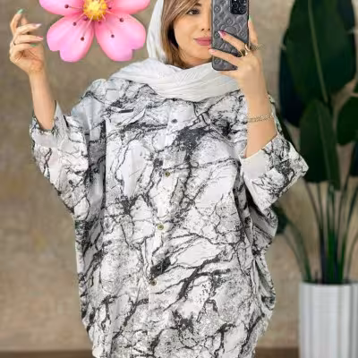 پانچو زنانه پوپلین نخ درجه یک مدل مرمر