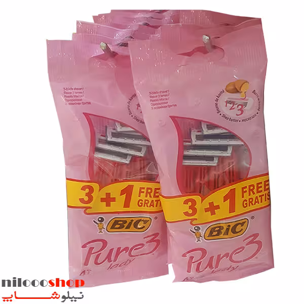 خود تراش 3 لبه زنانه بیک مدل Pure 3 lady بسته 4 عددی