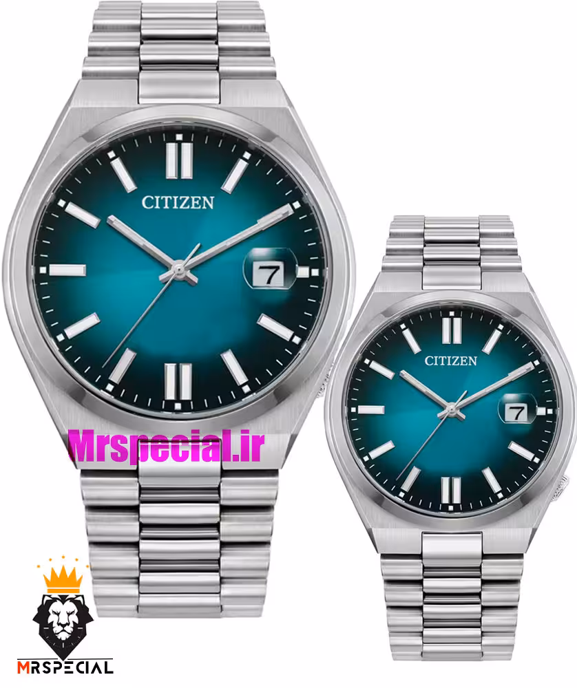 ساعت سیتیزن ست مردانه و زنانه مدل سویوسا کوارتز استیل صفحه کله غازی 021322 CITIZEN TSUYOSA
