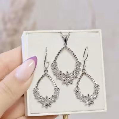 نیم ست نقره تراش آبکاری شده