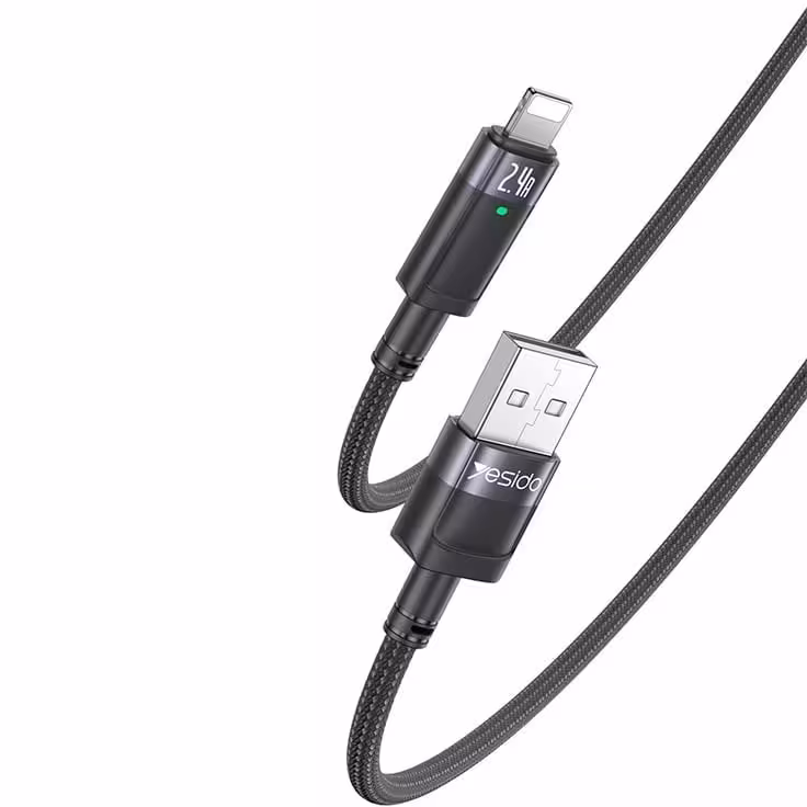 کابل USB به Lightning یسیدو YESIDO CA123 طول 1.2 متر 2.4 آمپر