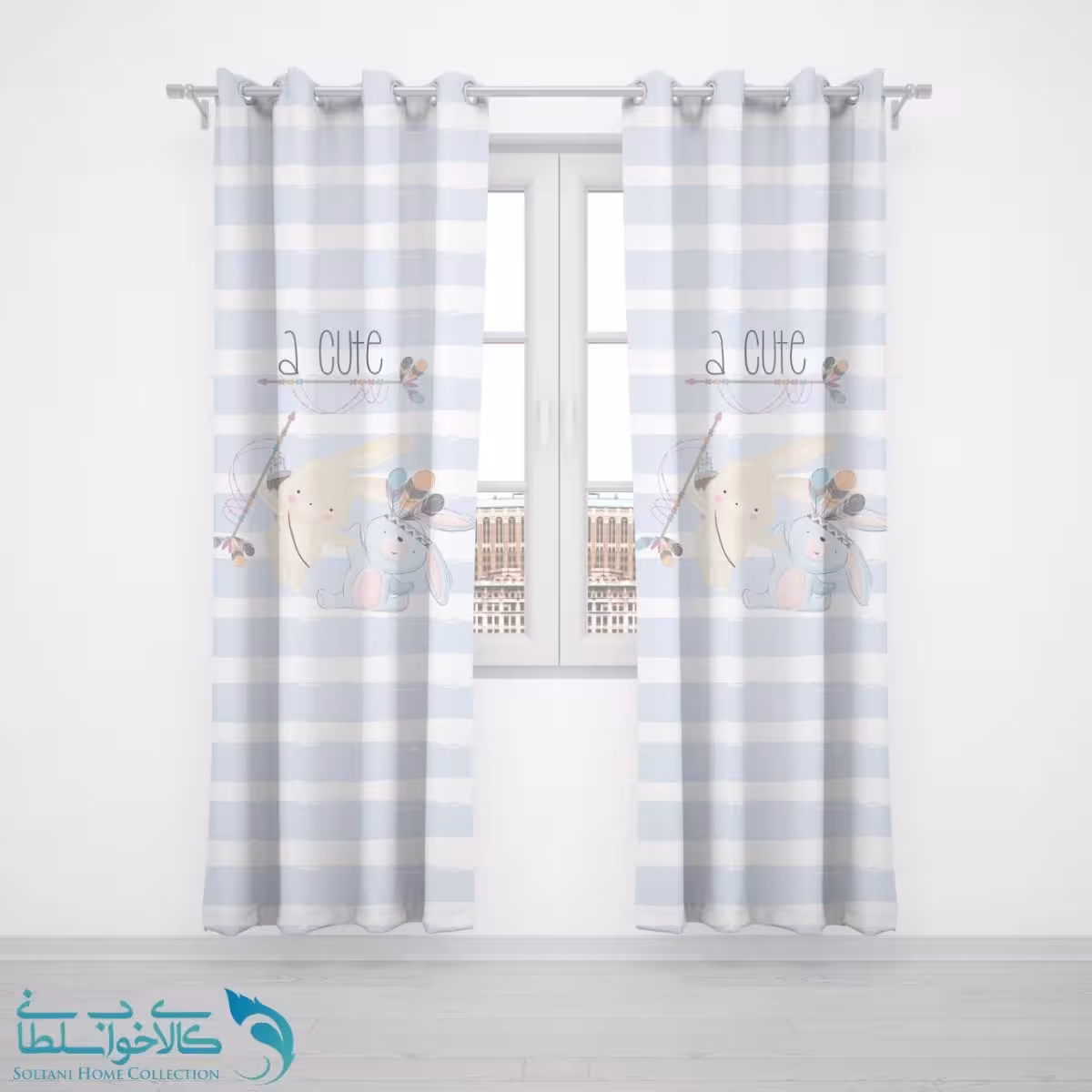 پرده پانچی اتاق کودک طرح خرگوش سرخ پوست کد A2059