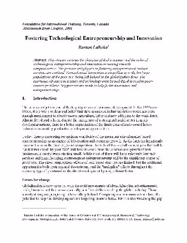 خرید و دانلود نسخه کامل کتاب Fostering Technological Entrepreneurship and Innovation