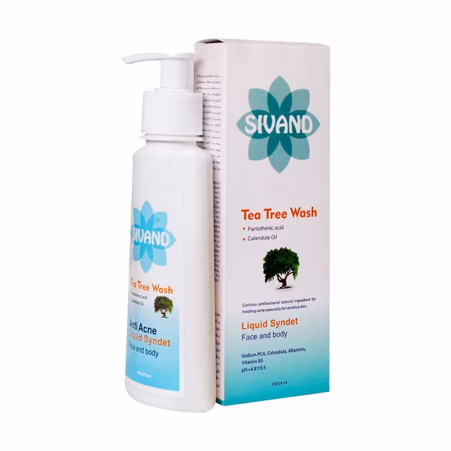 پن مایع ضد جوش تی تری سیوند مناسب صورت و بدن 150 میلی لیتر Sivand Tea Tree Wash Liquid Syndet
