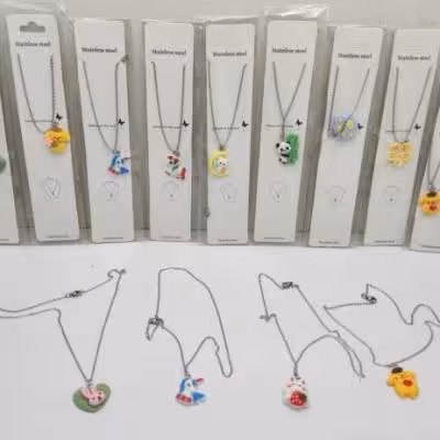 گردنبند زنجیر استیل عروسکی کارتی