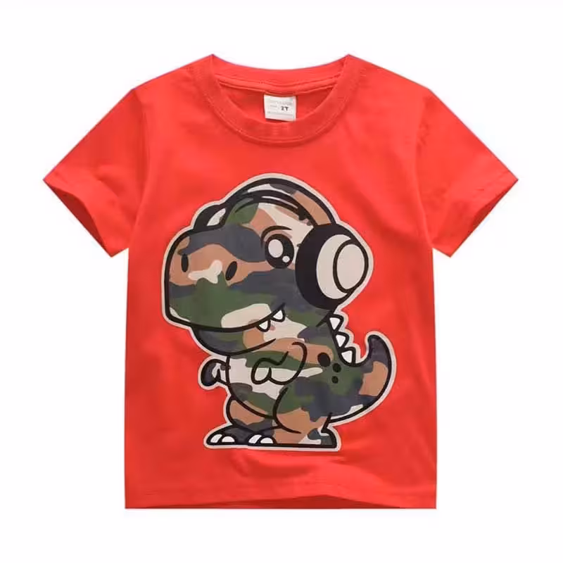 تیشرت آستین کوتاه بچگانه طرح دایناسور ارتشی