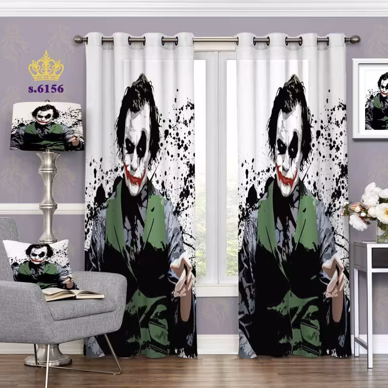 پرده تصویری جدید پانچ دو قواره آماده طرح چهره جوکر کد 6156