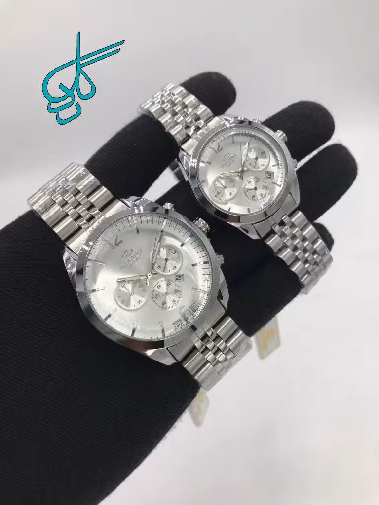 خرید ست ساعت زنانه و مردانه الگانس رویال طرح کرنو موتور ژاپن دارای قفل پروانه ای بند استیل کد 2117194 - ردگل