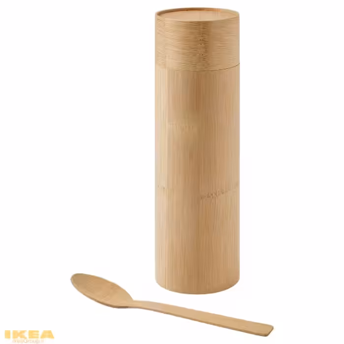 قوطی قهوه/چای بامبو با قاشق مدل RÖDMULLE | برند ایکیا | ارسال 15 الی 20 روز کاری