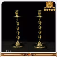 شمعدان برنجی پیچ جفتی 23 سانت