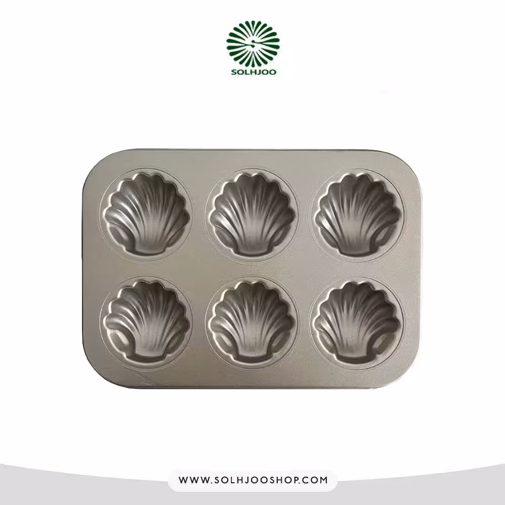 قالب تفلون طلایی مادلن گرد 6 خانه