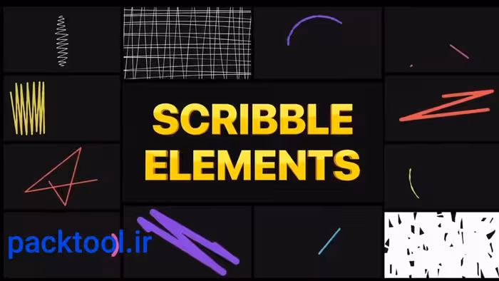 پروژه داوینچی ریزالو المان و عناصر خط خطی Scribble Elements - پک تول