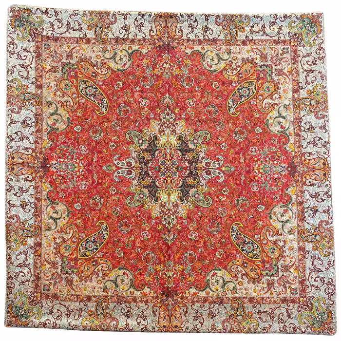 رومیزی مربع ترمه ابریشم کد TRM155