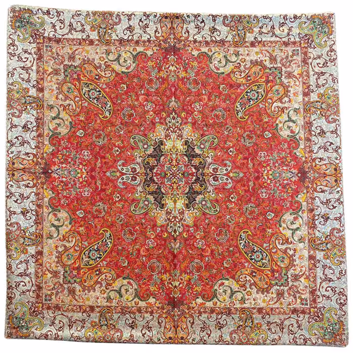 رومیزی مربع ترمه ابریشم کد TRM155