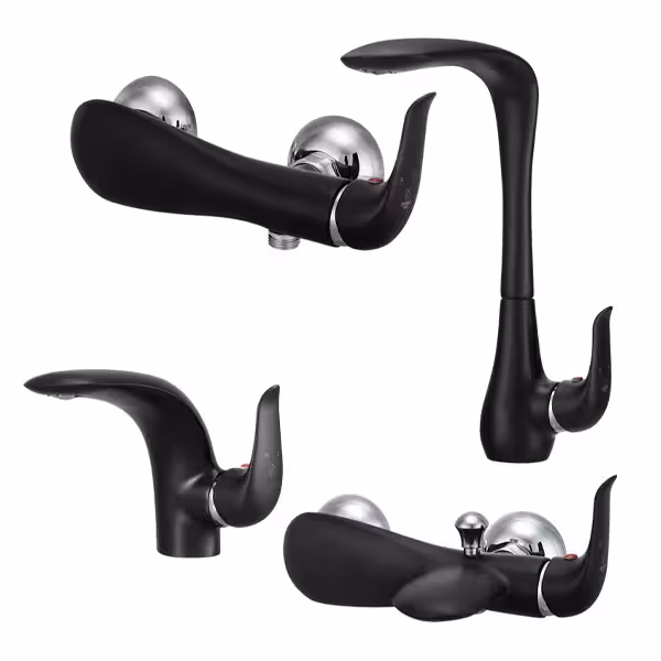 ست کامل شیرآلات کاویان مدل کارن مشکی