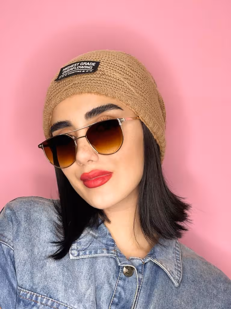 عینک افتابی دو پل دکمه دار فلزی قهوه ای