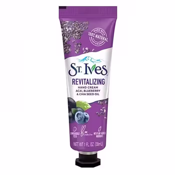 کرم دست زغال اخته و روغن دانه چیا سینت ایوز St.ives Hand Cream Acai Blueberry & Chia Seed Oil 30 میل-